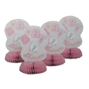  Lot of 8 Girls Pink Baby Shower Honeycomb Centerpiece 