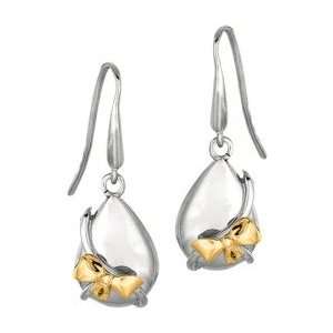  Sterling Silver and Gold Bow Earrings Italy Jewelry
