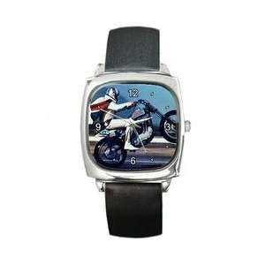 Evel Knievel watch real Leather Band NEW IN LEATHER BOX
