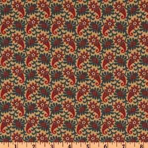  44 Wide Greystone Fancy Floral Taupe/Crimson Fabric By 