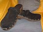 Womans sz 8.5 clogs by Pesaro suede with Gold studs