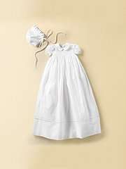    Infants Lace Trimmed Christening Gown & Bonnet 