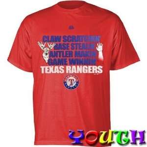  Texas Rangers Youth Claw & Antler T Shirt (Red) Sports 