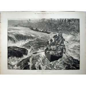    1878 Men Boats Shooting Rapids Congo River Fine Art