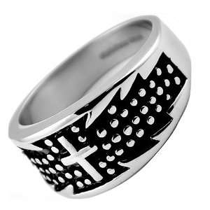    Stainless Steel Biker Ring with Christian Cross Design 10 Jewelry