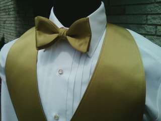 Gold backless (halfback) vest and matching bowtie V744  