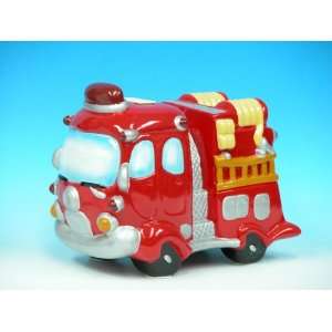  Fire Engine Truck Childrens Themed Musical Ceramic Savings Piggy Bank