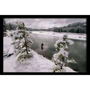  National Geographic, Fisherman in Snowbanked River, 20 x 