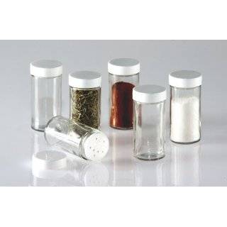 Glass Spice Jars  Set of Six Glass Spice Bottles