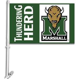 Marshall Thundering Herd NCAA Car Flag W/Wall Bracket Set Of 2  