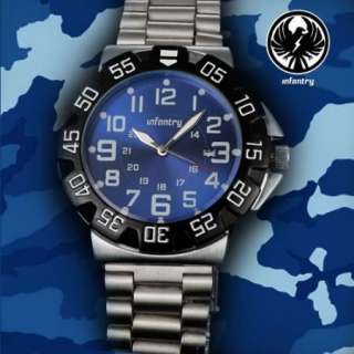 UK ROYALE Mens Army Quartz Watch Stainless Steel *Blue*  
