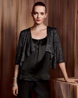 Sequined Drape Front Cardigan, Womens