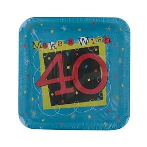  12 Packs of 8 Make A Wish 40th Birthday Plates 9