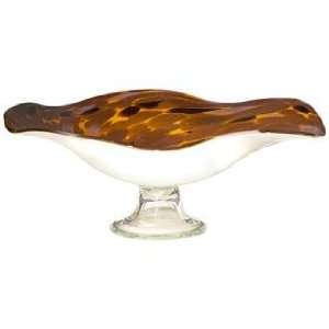  Hand Made Copper Amber Lavender Glass Footed Bowl
