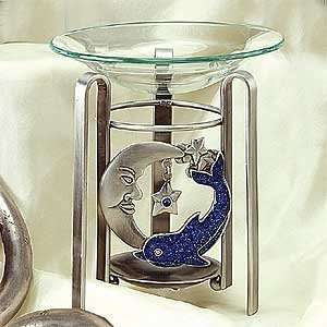  Moon n Dolphin Design Pewter Base Glass Oil Burner