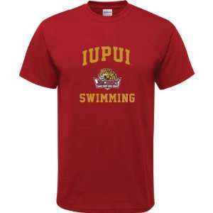  IUPUI Jaguars Cardinal Red Youth Swimming Arch T Shirt 