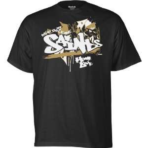 Reebok New Orleans Saints Mens Graffiti Short Sleeve T Shirt   