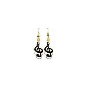    G Clef Earrings   White   Music Jewelry Musical Instruments