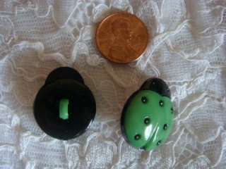 12 pcs green ladybug button 1L x3/4W scrap booking  