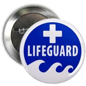  BLUE AND WHITE WAVE Lifeguard Beach Pool 2.25 inch Pinback 