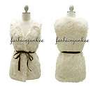   3507 Belted Furry Vest Soft Faux Leather Belt Fur Long Glam NEW Sexy L