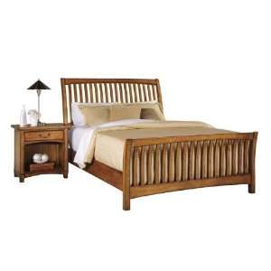  King American Drew Beacon Ridge Wood Slat Bed in Rustic 