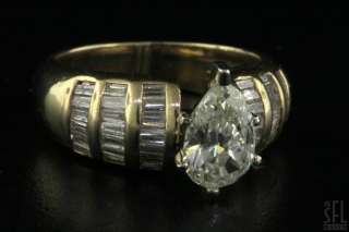 EGL CERTIFIED HEAVY 14K GOLD 2.31CT PEAR DIAMOND WEDDING RING W/1.26CT 