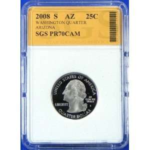  2008 S Arizona (AZ) Proof State Quarter SGS Graded PR70CAM 