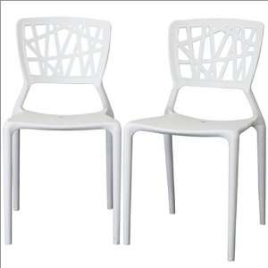  Oketo White Plastic Modern Dining Chair Qty 2