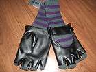 NWT Grey/Purpl​e Fingerless Gloves w/Vinyl Driving Gloves by Hot 