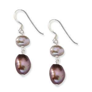   Light Purple & Brown Freshwater Cultured Pearl Earrings Jewelry