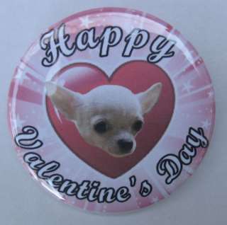 pink heart Valentine BUTTON badge SH CHIHUAHUA DOG pin  