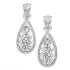 Ornate Silver Chandelier Earrings with Crystals Pearls items in Terri 