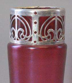   Bohemian Iridized Art Nouveau Cranberry Art Glass Vase c. 1910  