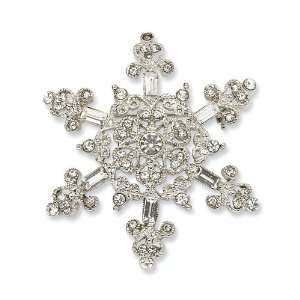  Silver tone Crystal Snowflake Pin Jewelry