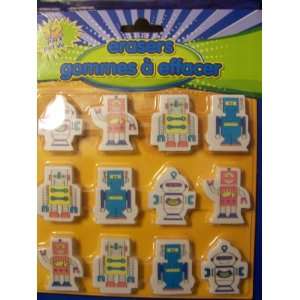  Shaped Erasers ~ Set of 12 (Robots) Toys & Games