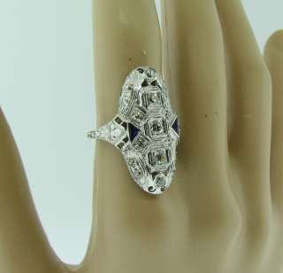 Antique Platinum diamond filigree ring size 8.25  