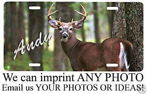 Custom License Plate Personalized Buck Deer Photo name  