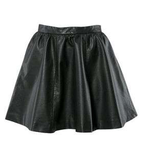   BLACK FAUX LEATHER PLEATED SKATER SKIRT SIZE 6 8 12 *VERY RARE*  