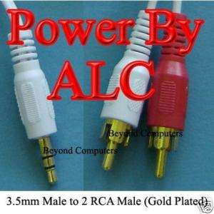 25ft GOLD 3.5mm to 2 RCA Y Plugs Cable Adapter iPod   