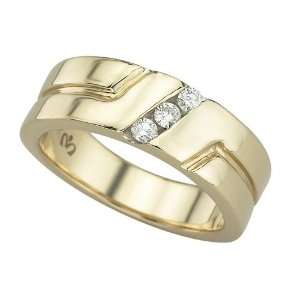  3 Diamond Band 0.12 ct. Channel Set in 14K Yellow Gold 