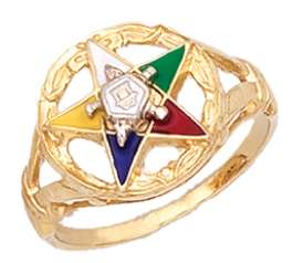   Silver Vermeil Gold Masonic Freemason Eastern Star Ring  