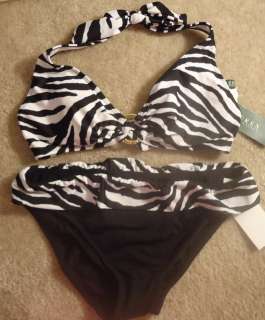   * Womens Ralph Lauren 2PC Bandeau Bikini Zebra Stripes size 10  
