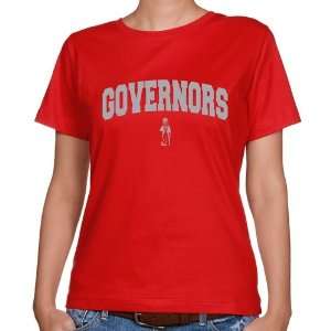Austin Peay State Governors Ladies Red Logo Arch Classic Fit T shirt 