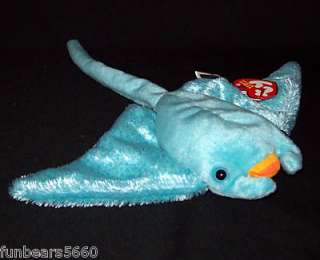 TY Beanie Baby SUNRAY 2003 Blue Sting Ray Fish 9 MWMT  