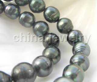 AAA+Tahitian13mm BLACK baroque south sea pearl necklace  