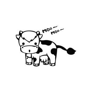 Cow Moo   Cartoon Decal Vinyl Car Wall Laptop Cellphone Sticker 