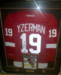   Signed & Framed Steve Yzerman Hockey Jersey Detroit Red Wings  