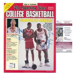  Stacey Augman/Larry Johnson Signed Sporting News Mag JSA 