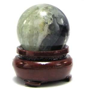   34mm natural green quartz crystal gemstone sphere ball